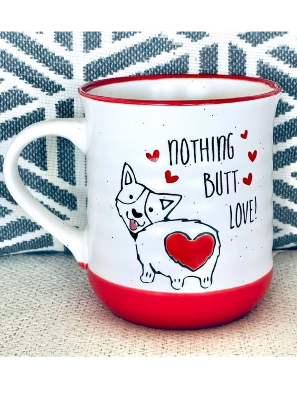 NWT Gorgeous Sheffield Home Funny White Red Speckled NOTHING BUTT LOVE PUPPY Mug